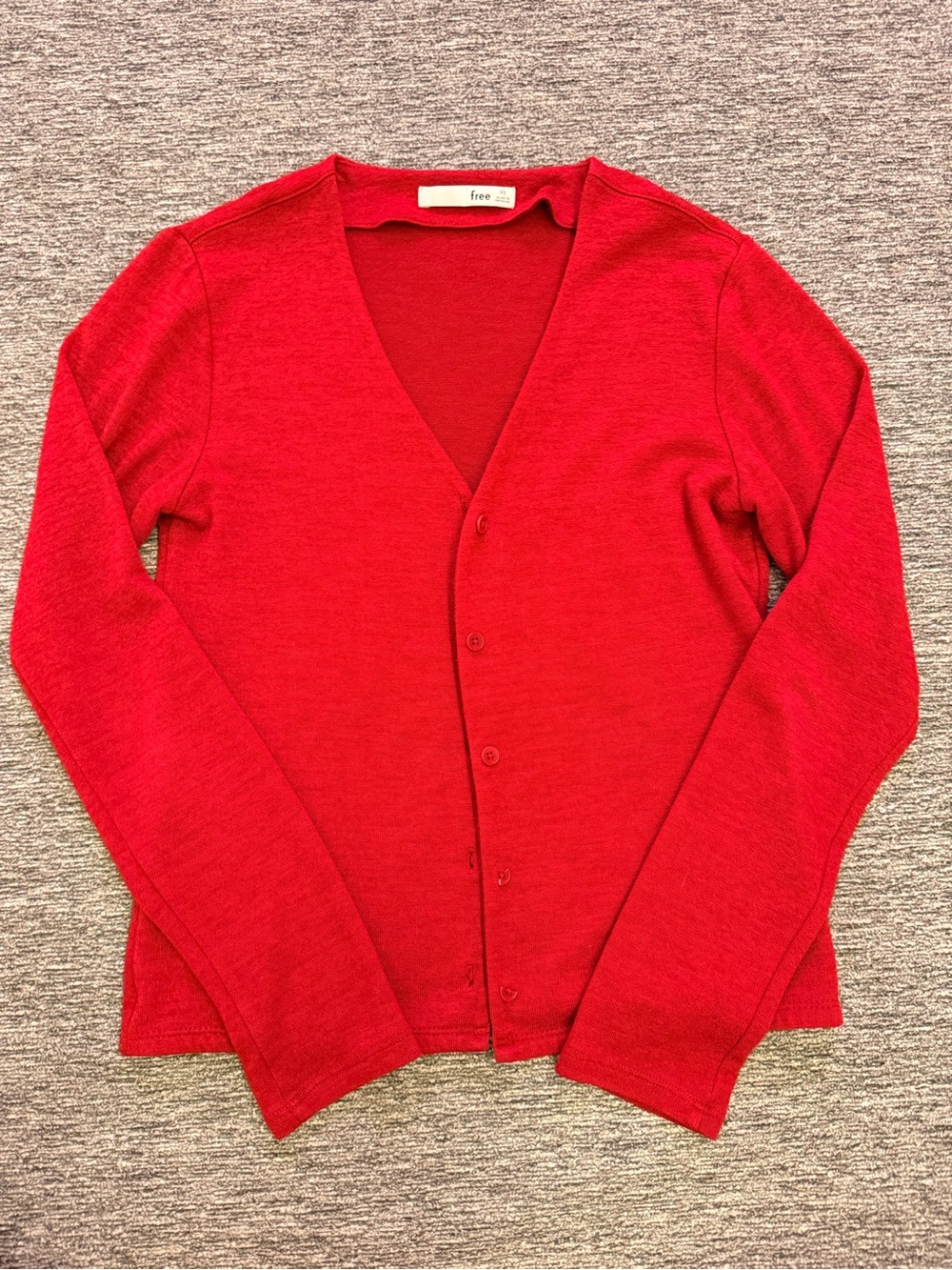 Aritzia Red V-Neck Button Cardigan